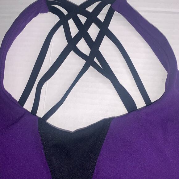 BUFFBUNNY Namastay Sports Bra. Medium. Purple and Black - Picture 5 of 12